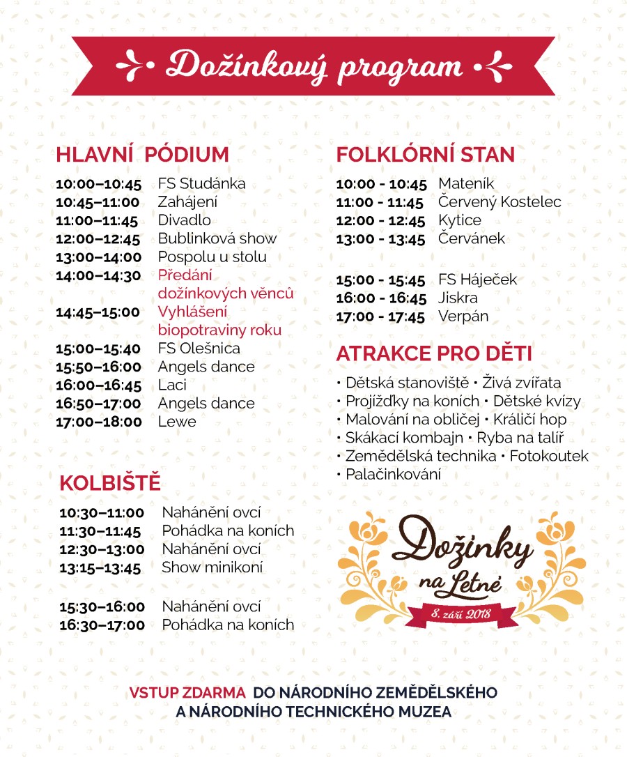 Program Dožínky na Letné 2018